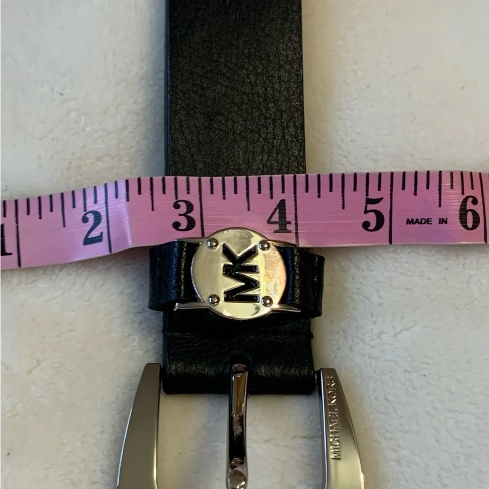 MICHAEL KORS black Genuine leather ladies belt withMK monogram Size Med NWOT